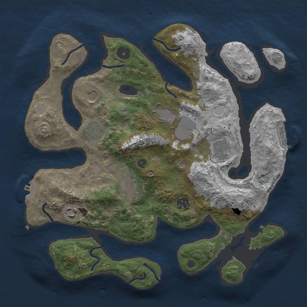 Rust Map: Procedural Map, Size: 3550, Seed: 376061, 15 Monuments