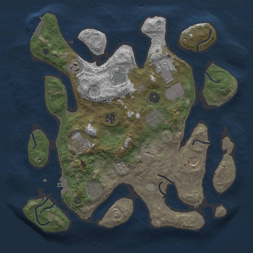 Rust Map: Procedural Map, Size: 3550, Seed: 100086, 17 Monuments