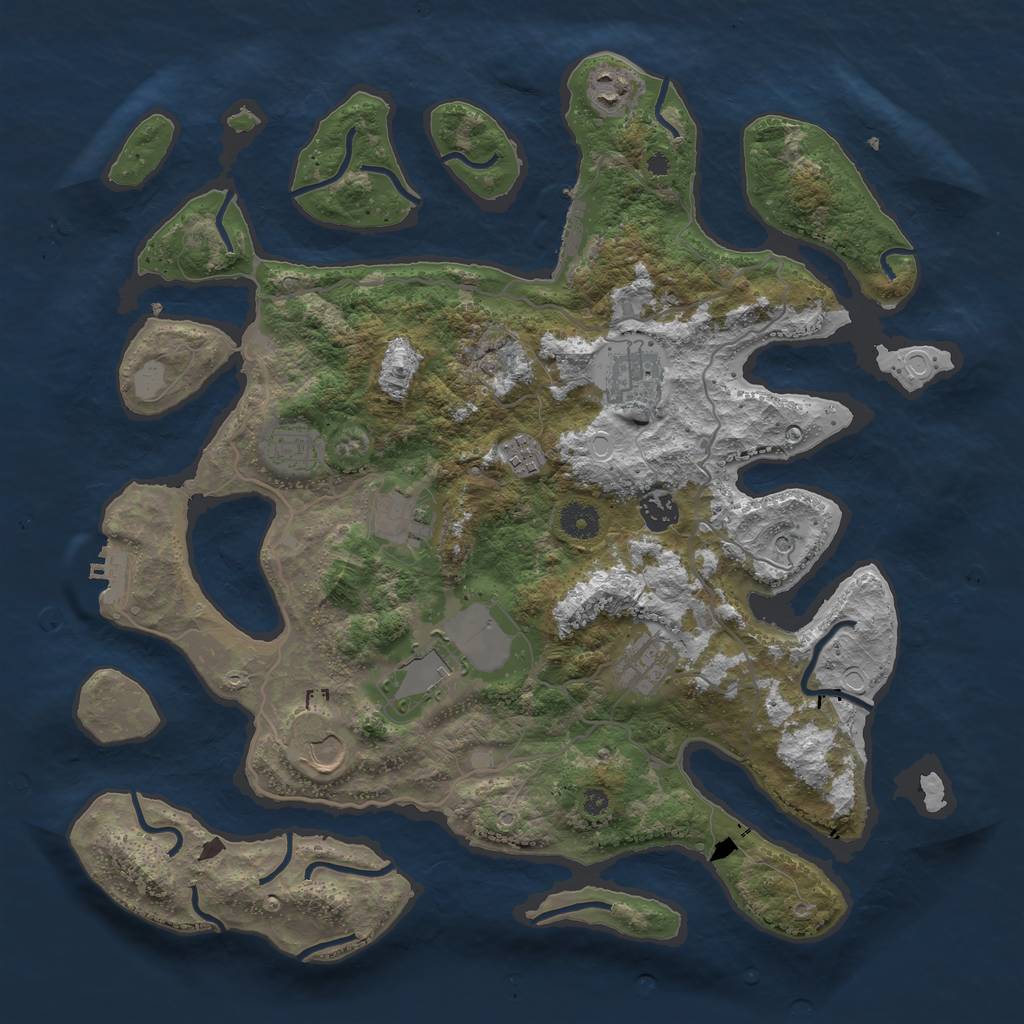 Rust Map: Procedural Map, Size: 4000, Seed: 221865, 17 Monuments