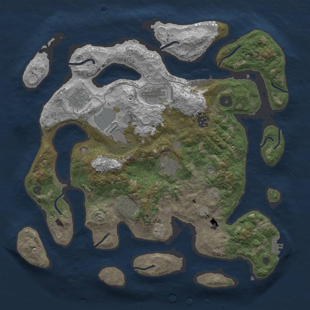Rust Map: Procedural Map, Size: 3800, Seed: 1520858355, 15 Monuments