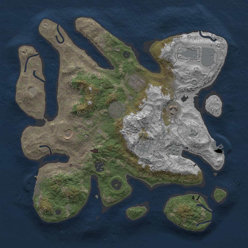 Rust Map: Procedural Map, Size: 3550, Seed: 115046, 16 Monuments