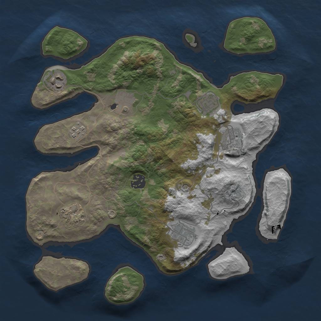 Rust Map: Barren, Size: 3200, Seed: 12473654, 11 Monuments
