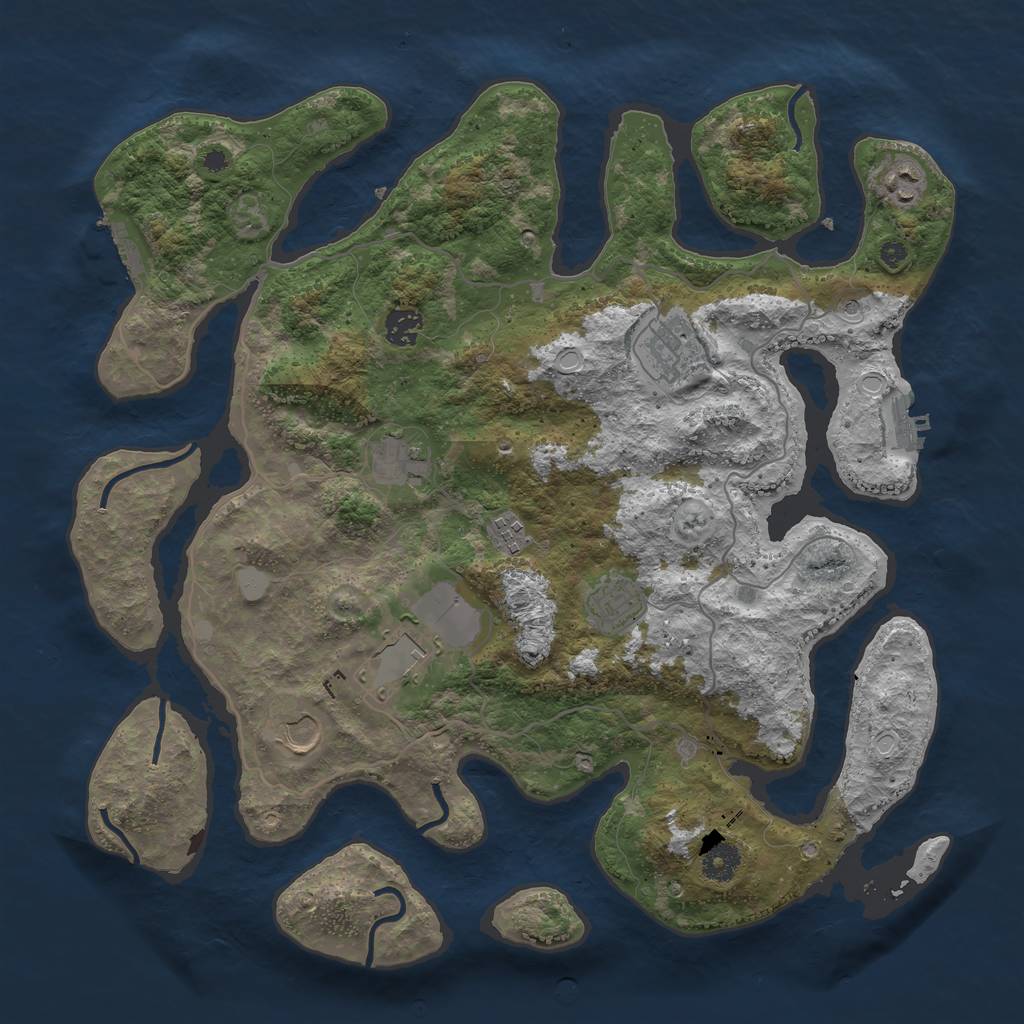 Rust Map: Procedural Map, Size: 4000, Seed: 10643, 16 Monuments
