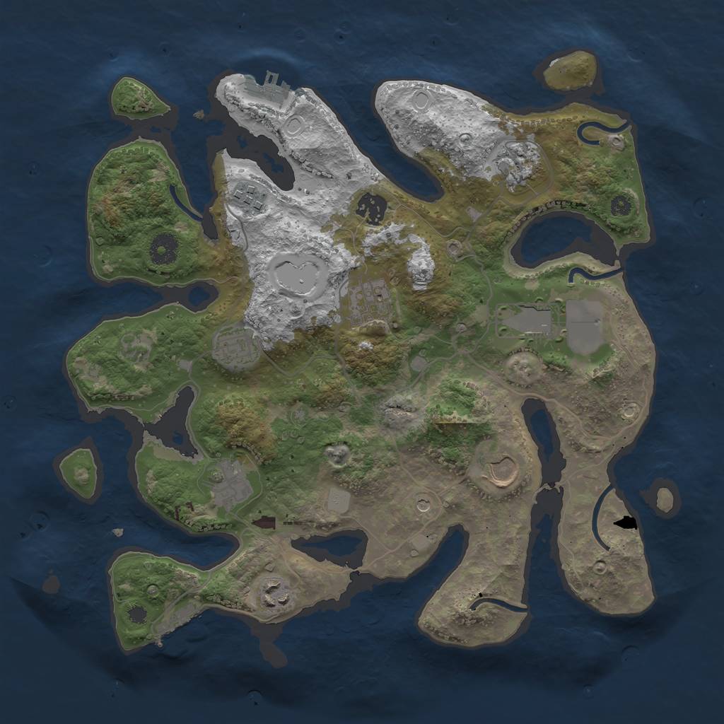 Rust Map: Procedural Map, Size: 3550, Seed: 370721, 17 Monuments