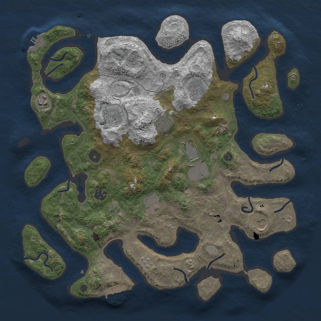 Rust Map: Procedural Map, Size: 4000, Seed: 1214532984, 17 Monuments