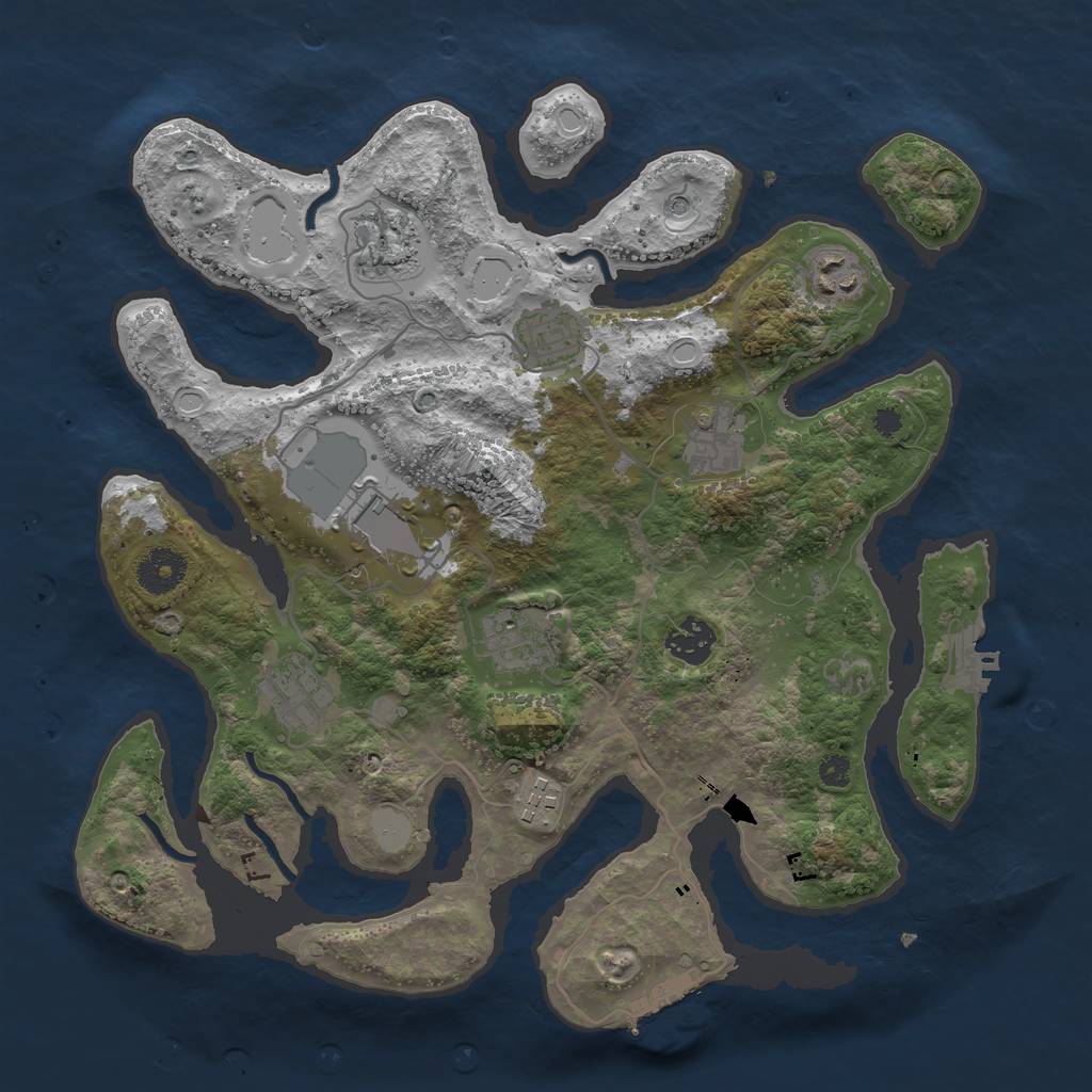Rust Map: Procedural Map, Size: 3500, Seed: 165334410, 17 Monuments