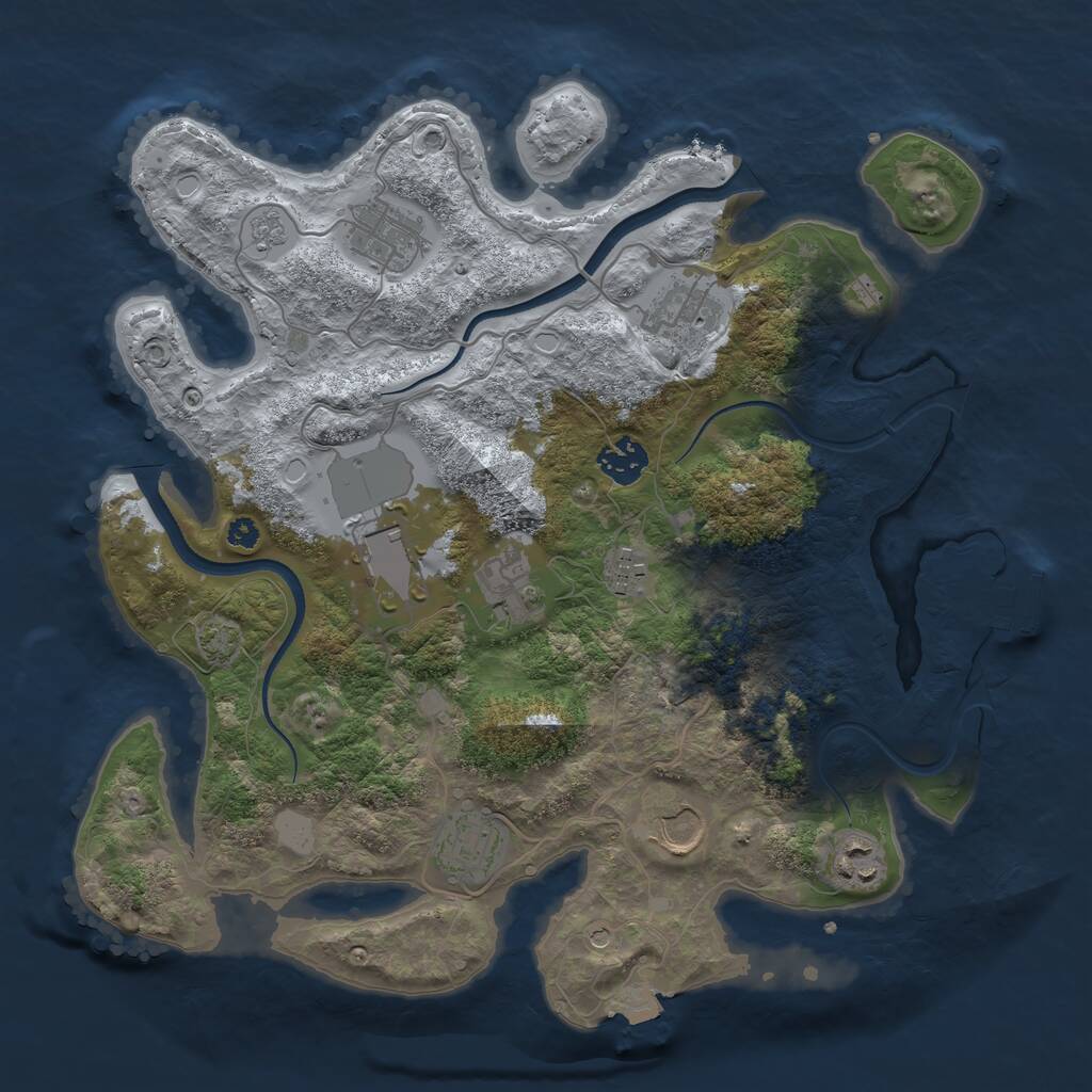 Rust Map: Procedural Map, Size: 3500, Seed: 165334410, 14 Monuments