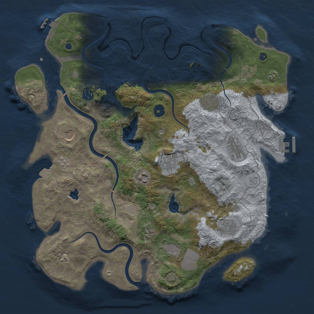 Rust Map: Procedural Map, Size: 4000, Seed: 577866, 16 Monuments