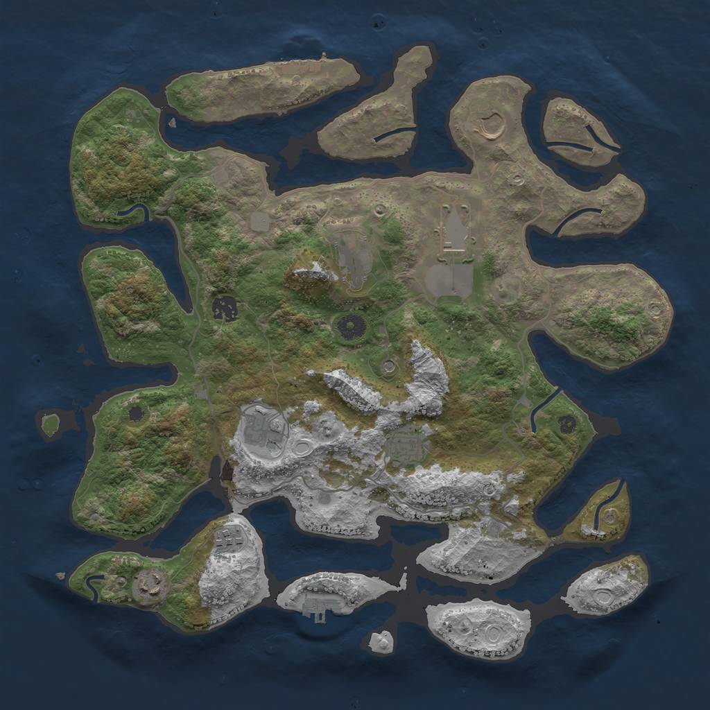 Rust Map: Procedural Map, Size: 4000, Seed: 1024081139, 16 Monuments