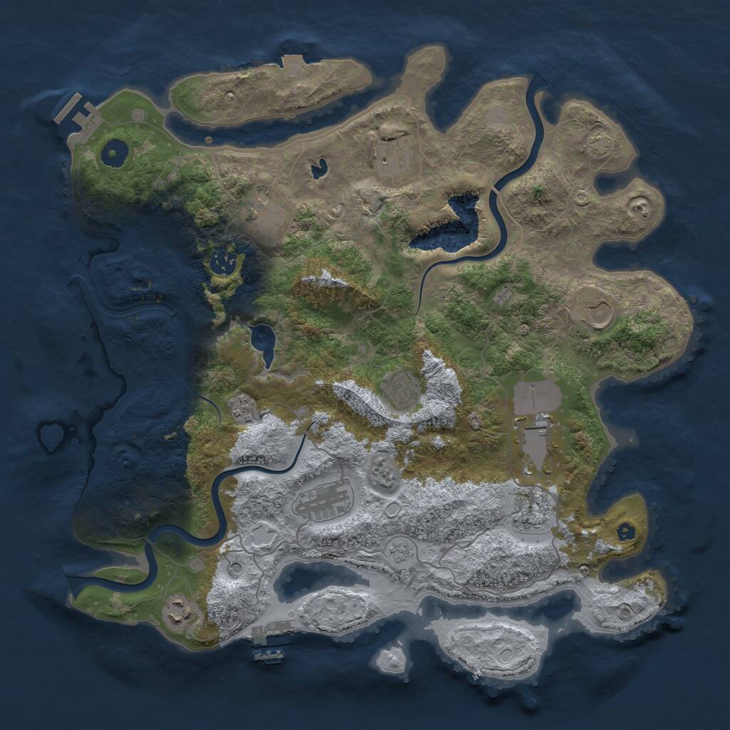 Rust Map: Procedural Map, Size: 4000, Seed: 1024081139, 16 Monuments