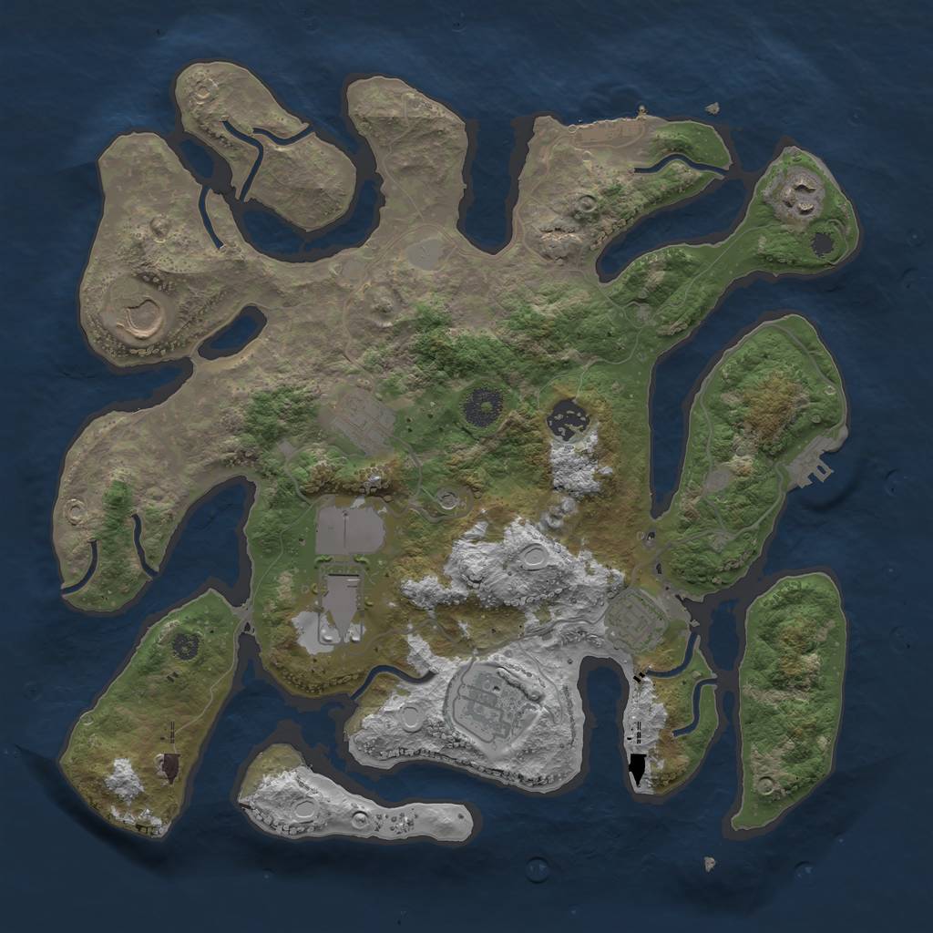 Rust Map: Procedural Map, Size: 3550, Seed: 424072, 15 Monuments