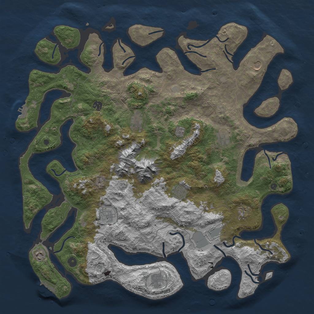 Rust Map: Procedural Map, Size: 5000, Seed: 1978, 19 Monuments