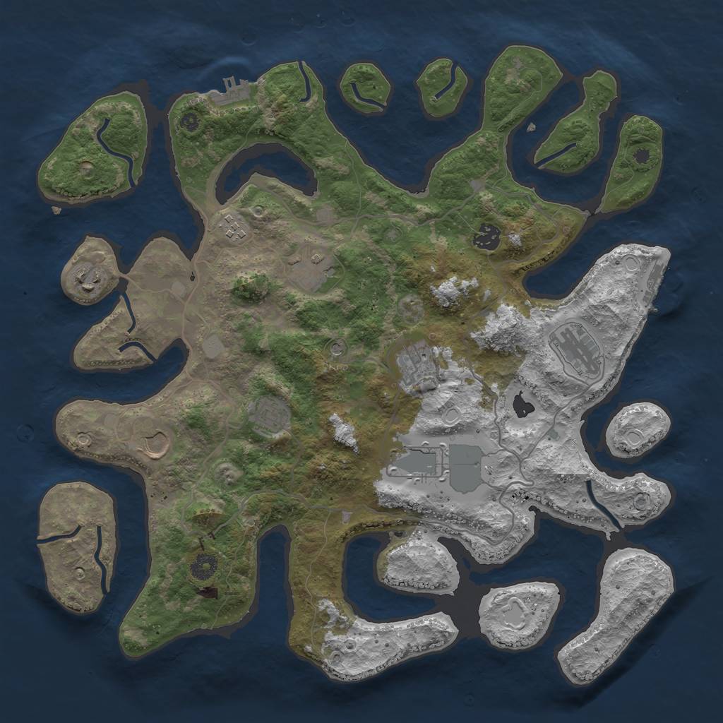 Rust Map: Procedural Map, Size: 4000, Seed: 962223, 17 Monuments