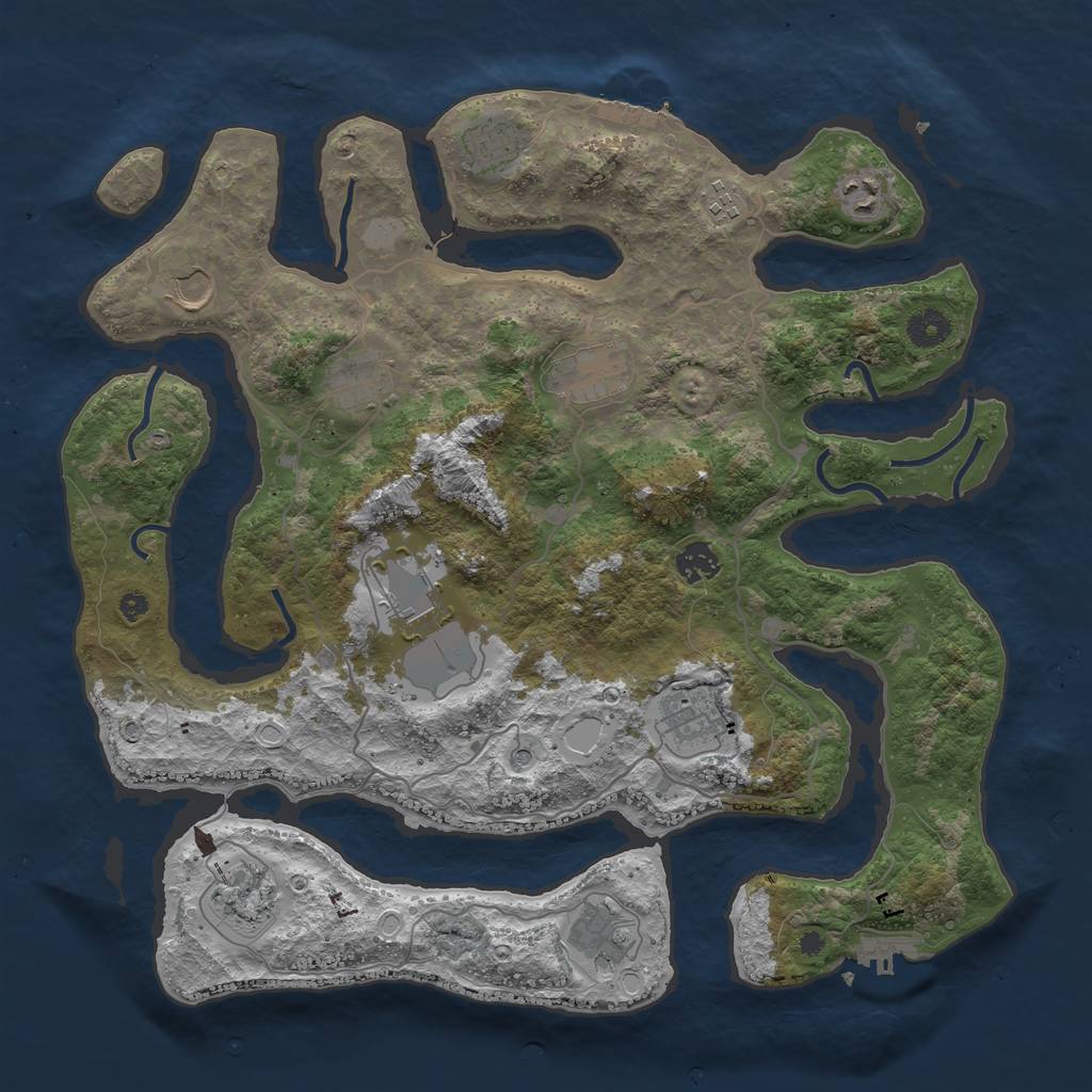 Rust Map: Procedural Map, Size: 4000, Seed: 78501, 19 Monuments