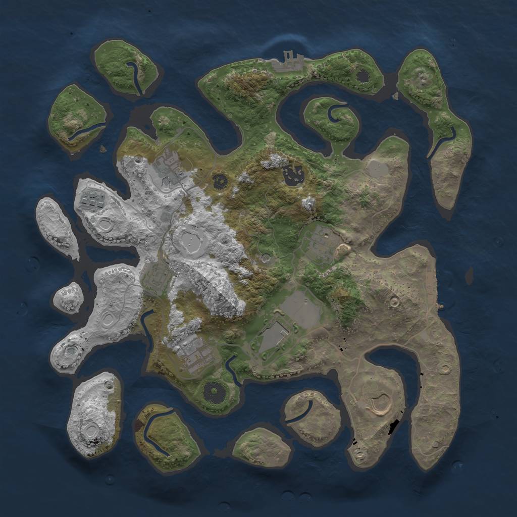 Rust Map: Procedural Map, Size: 3500, Seed: 115808683, 16 Monuments