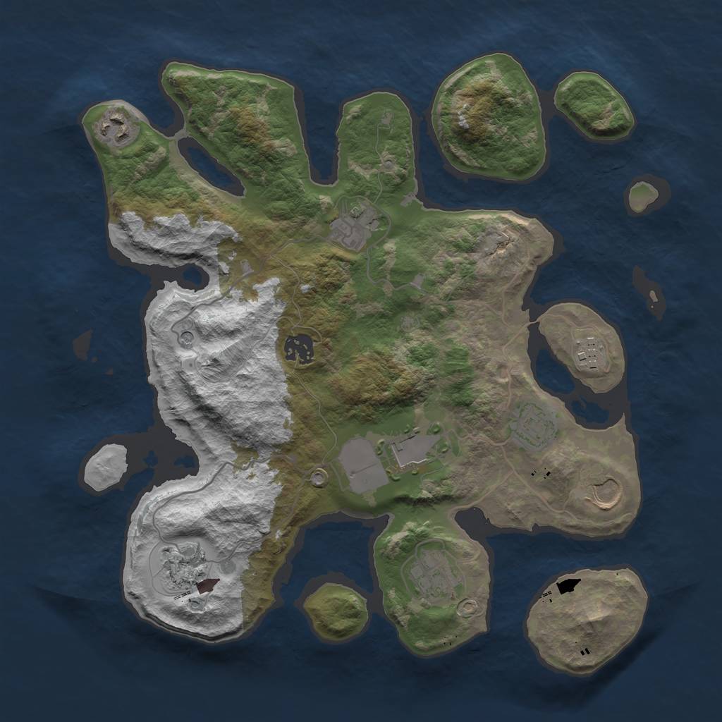Rust Map: Barren, Size: 3500, Seed: 100, 12 Monuments