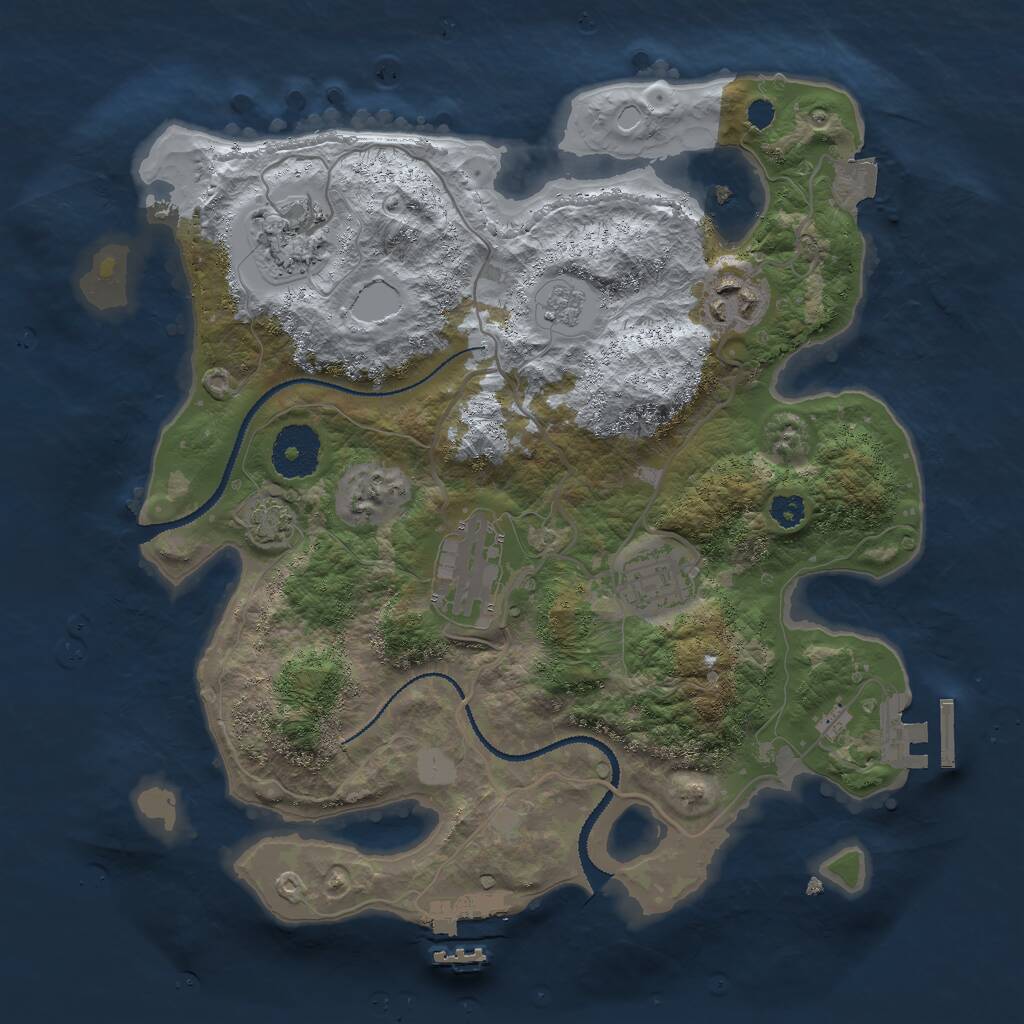 Rust Map: Procedural Map, Size: 3000, Seed: 760861541, 9 Monuments