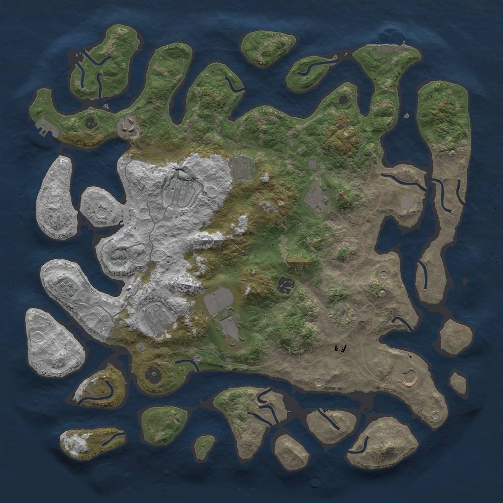Rust Map: Procedural Map, Size: 4500, Seed: 677353, 18 Monuments