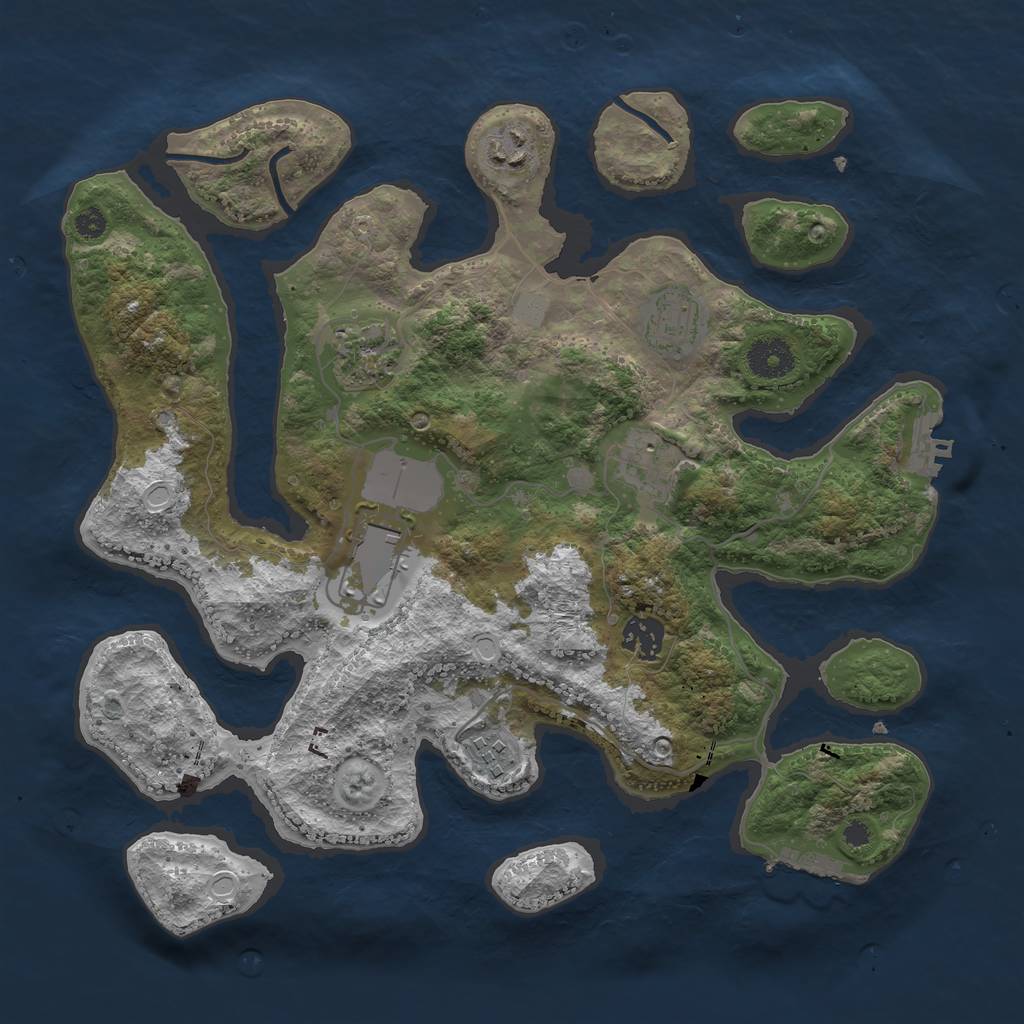 Rust Map: Procedural Map, Size: 3500, Seed: 1898036468, 14 Monuments