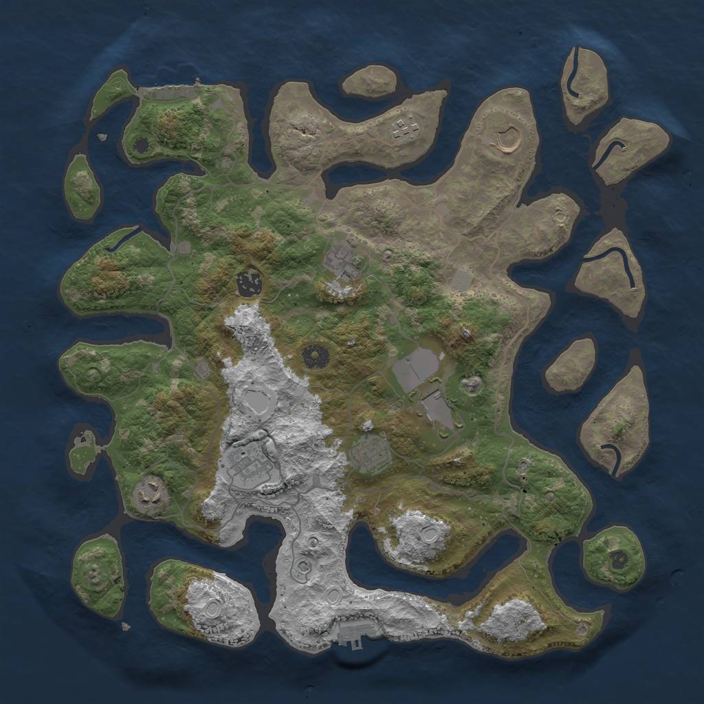 Rust Map: Procedural Map, Size: 4000, Seed: 553165, 16 Monuments