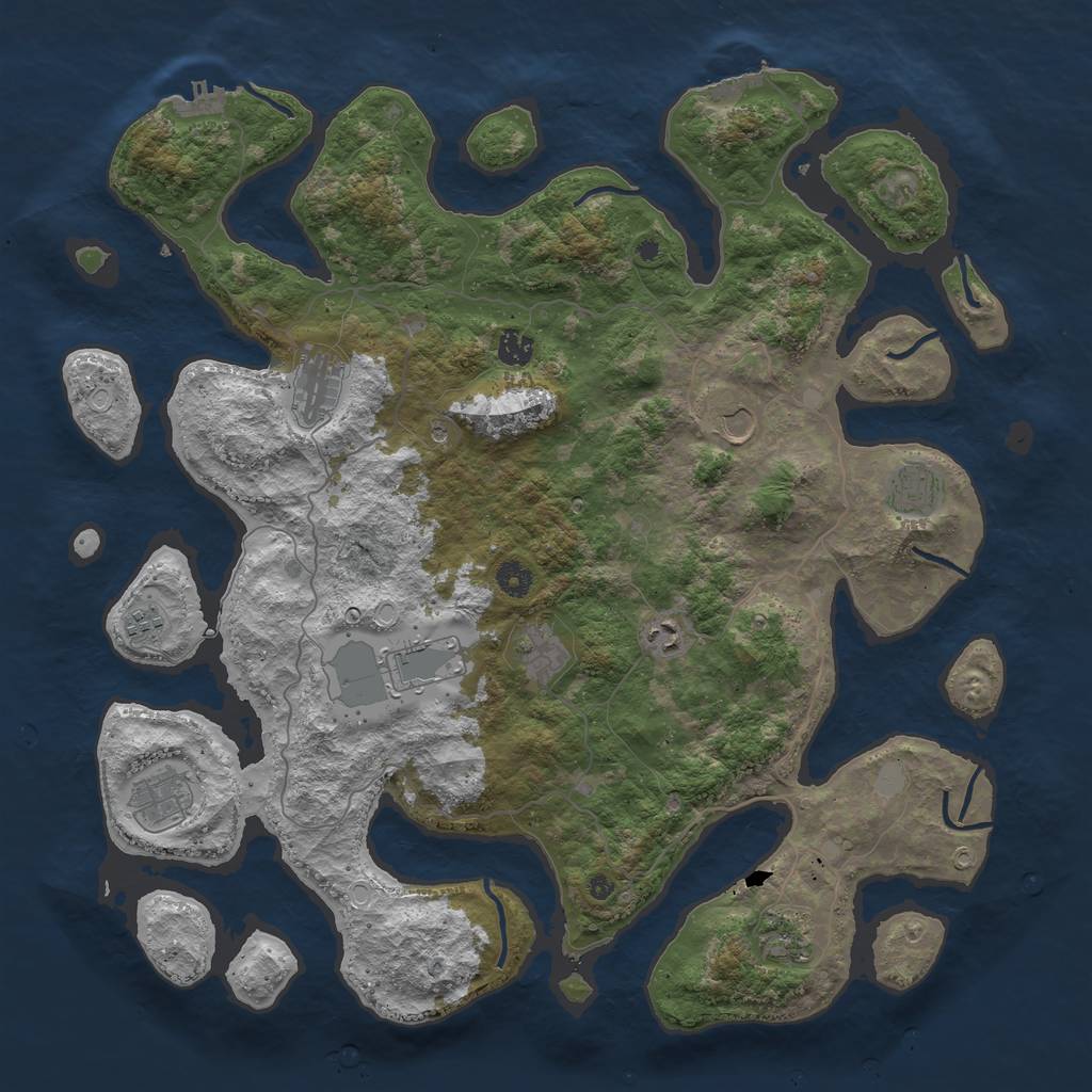 Rust Map: Procedural Map, Size: 4500, Seed: 3573803, 18 Monuments