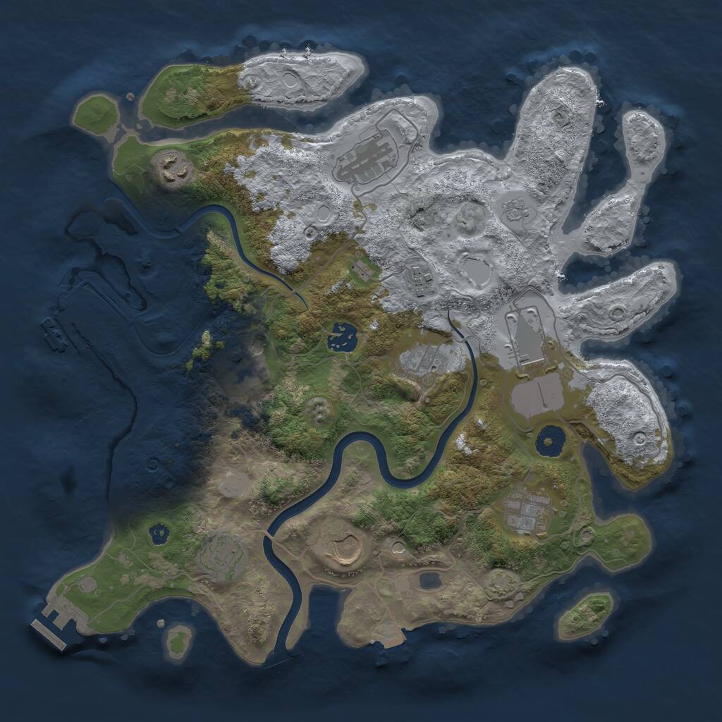 Rust Map: Procedural Map, Size: 3550, Seed: 764241, 16 Monuments