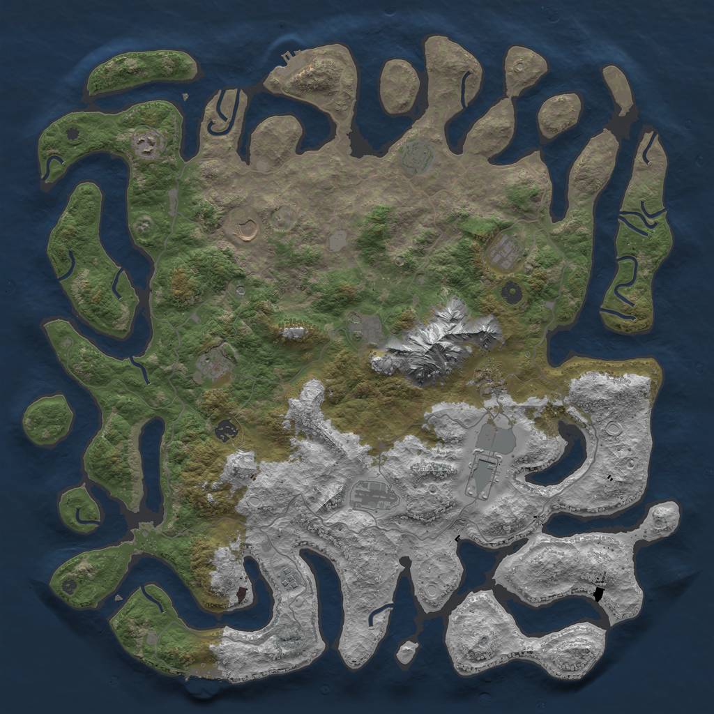 Rust Map: Procedural Map, Size: 5000, Seed: 52793129, 19 Monuments