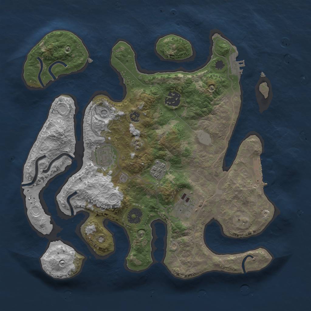 Rust Map: Procedural Map, Size: 3000, Seed: 46628105, 12 Monuments