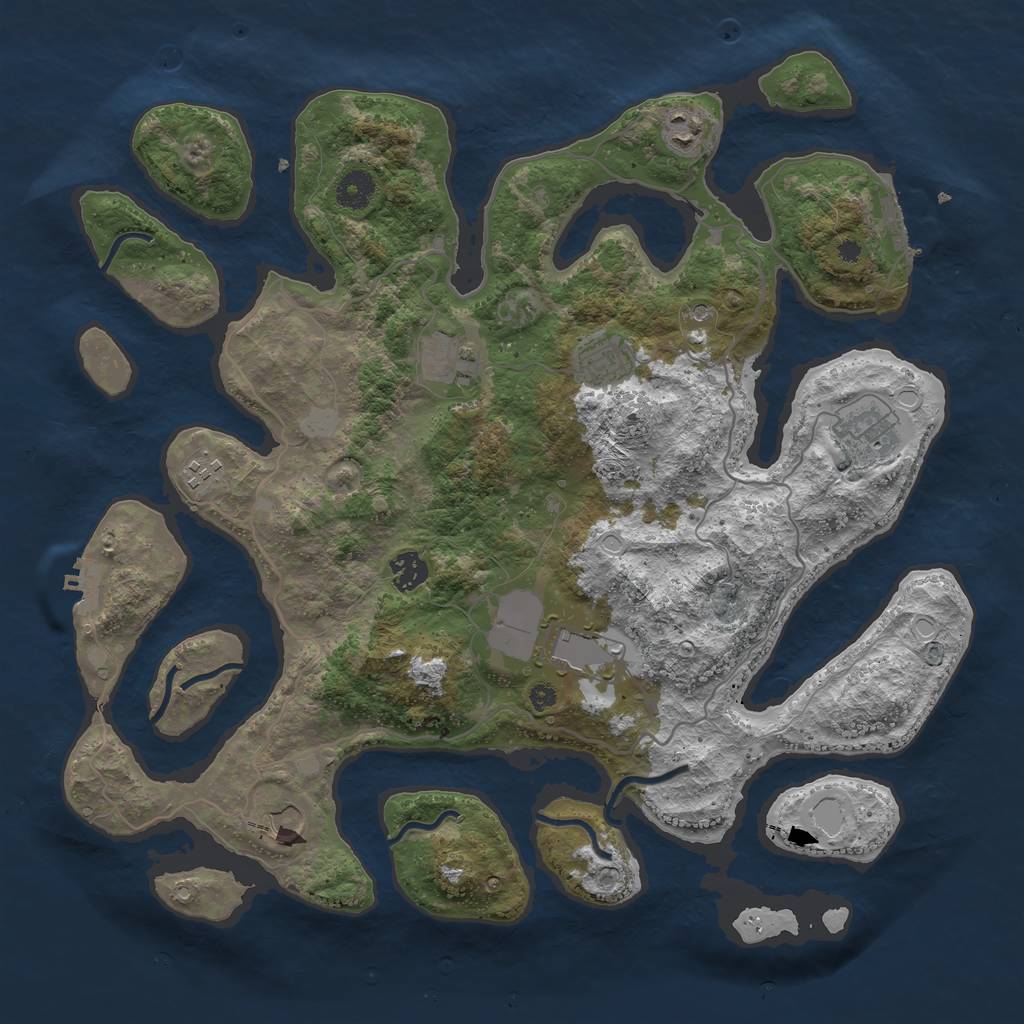Rust Map: Procedural Map, Size: 4000, Seed: 565442, 16 Monuments