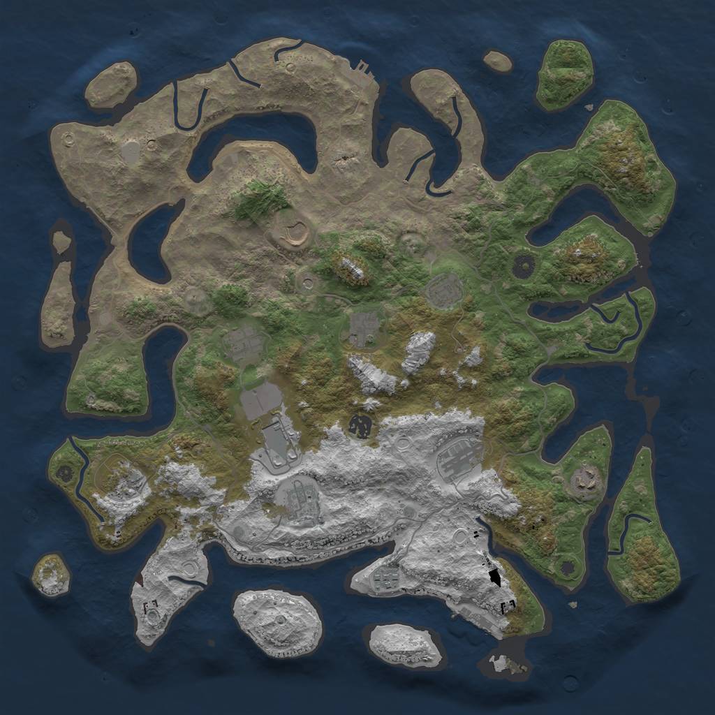Rust Map: Procedural Map, Size: 4500, Seed: 2643644, 19 Monuments