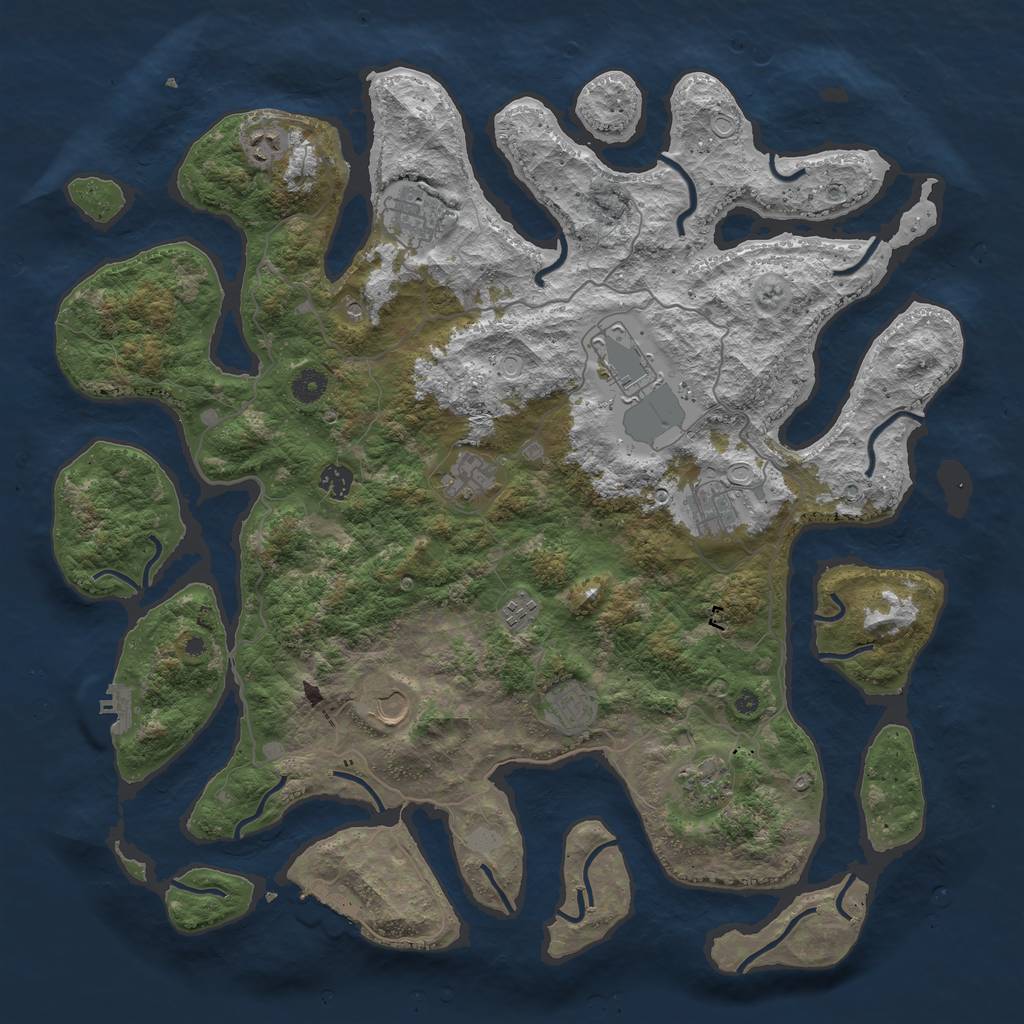Rust Map: Procedural Map, Size: 4500, Seed: 2527737, 18 Monuments