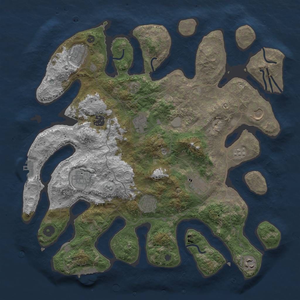 Rust Map: Procedural Map, Size: 4000, Seed: 665368, 17 Monuments