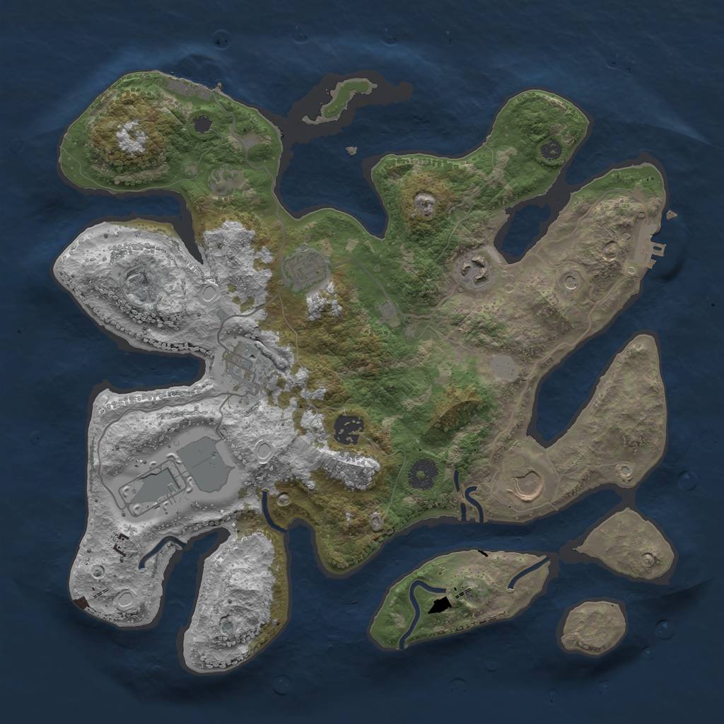 Rust Map: Procedural Map, Size: 3550, Seed: 697340, 14 Monuments