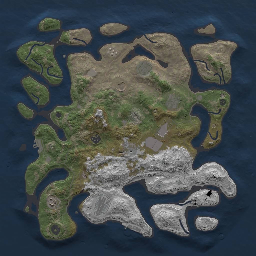 Rust Map: Procedural Map, Size: 4069, Seed: 141, 17 Monuments