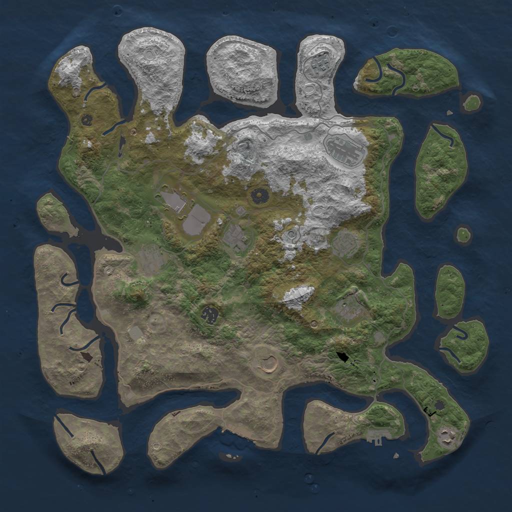 Rust Map: Procedural Map, Size: 4500, Seed: 4420511, 18 Monuments