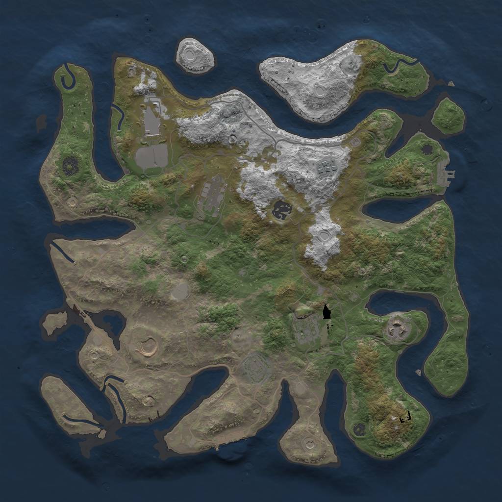 Rust Map: Procedural Map, Size: 4000, Seed: 876493, 16 Monuments