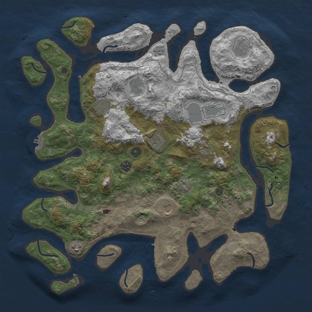 Rust Map: Procedural Map, Size: 4500, Seed: 810134, 18 Monuments