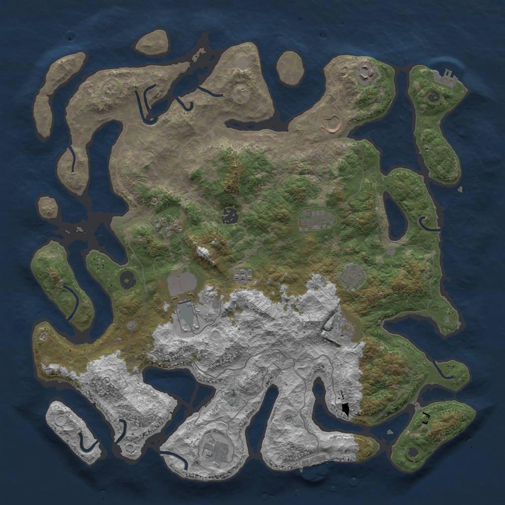 Rust Map: Procedural Map, Size: 4500, Seed: 1739231, 18 Monuments