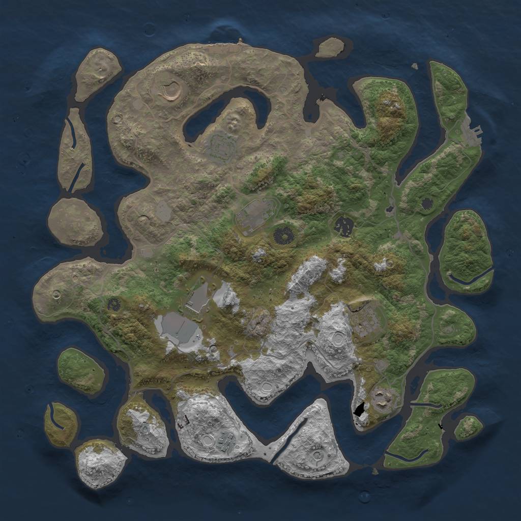 Rust Map: Procedural Map, Size: 4000, Seed: 43309, 16 Monuments