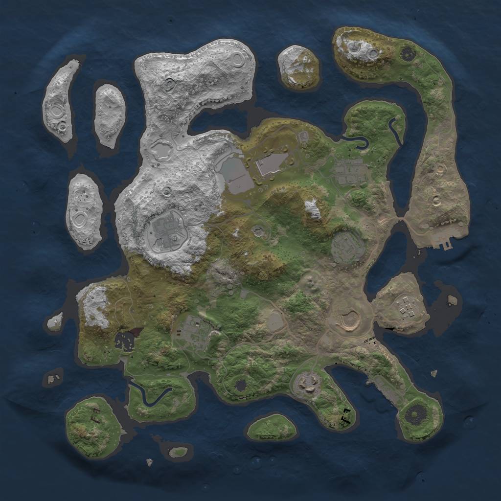 Rust Map: Procedural Map, Size: 3600, Seed: 69589, 17 Monuments