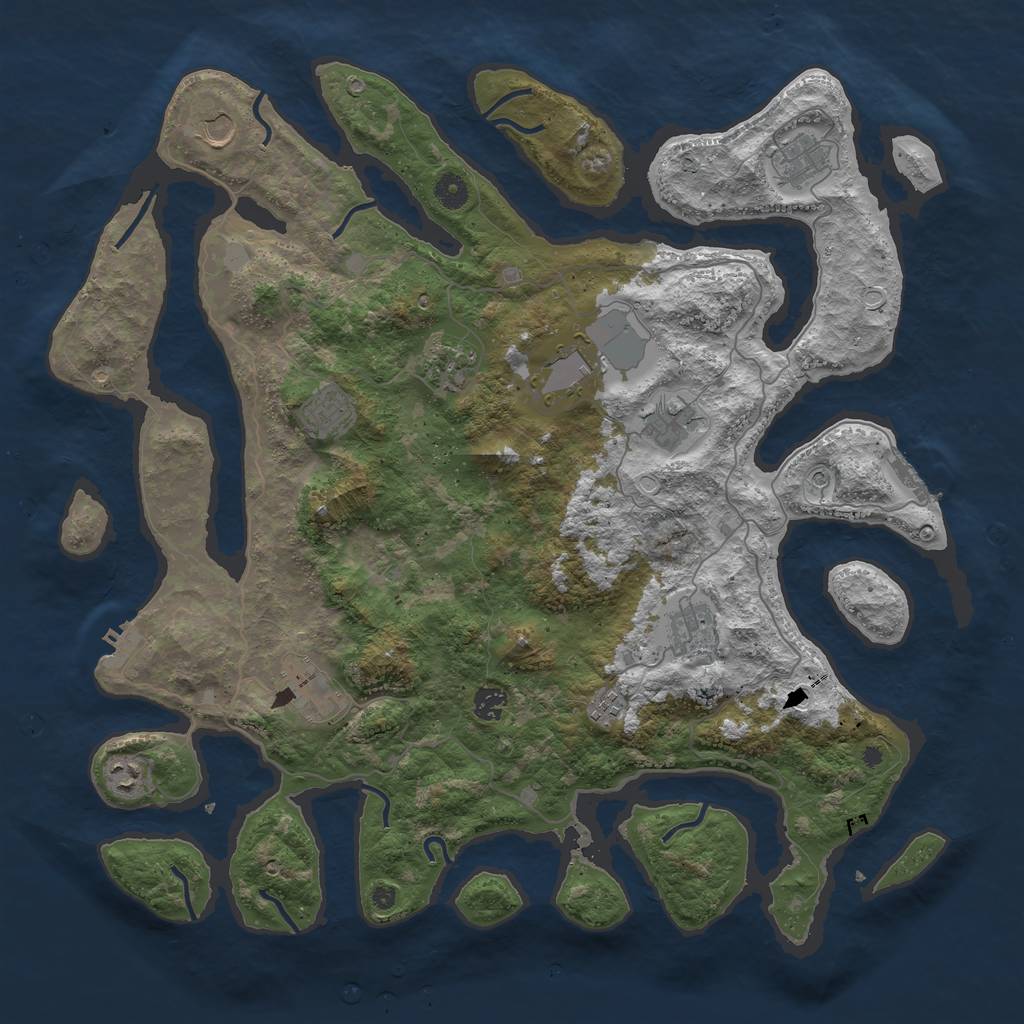 Rust Map: Procedural Map, Size: 4500, Seed: 3482976, 19 Monuments