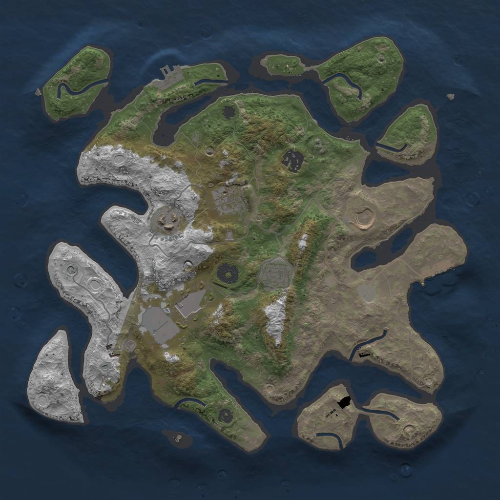 Rust Map: Procedural Map, Size: 3500, Seed: 9379992, 14 Monuments