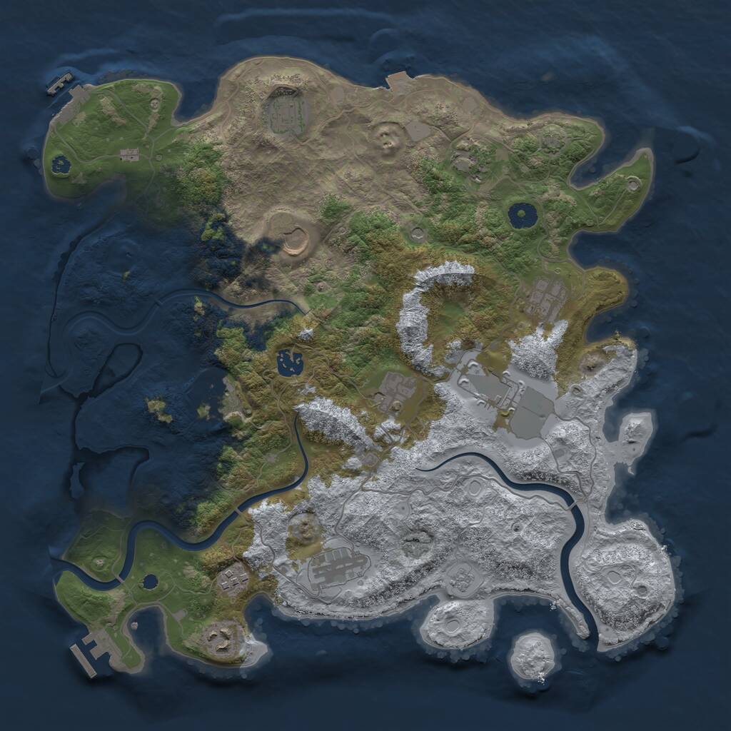 Rust Map: Procedural Map, Size: 3950, Seed: 601071116, 17 Monuments
