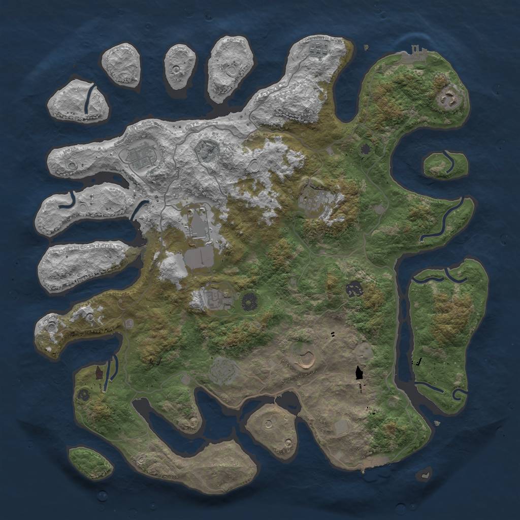 Rust Map: Procedural Map, Size: 4500, Seed: 3735612, 17 Monuments