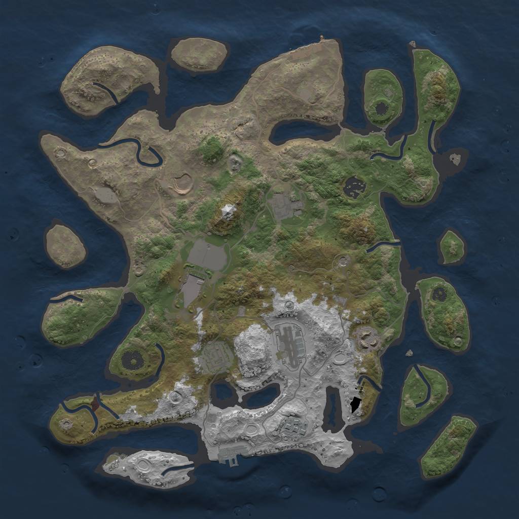Rust Map: Procedural Map, Size: 3700, Seed: 4907061, 16 Monuments