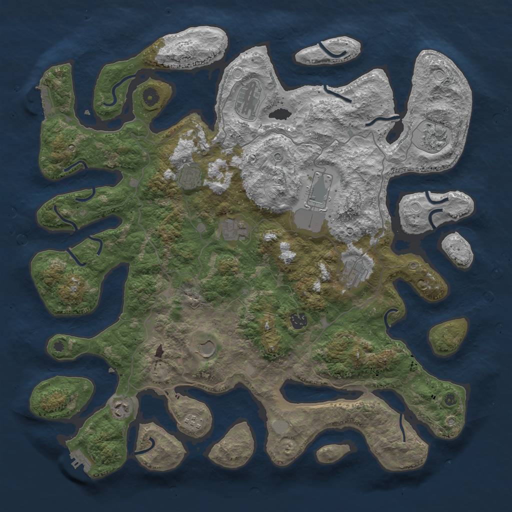 Rust Map: Procedural Map, Size: 4500, Seed: 385648, 18 Monuments