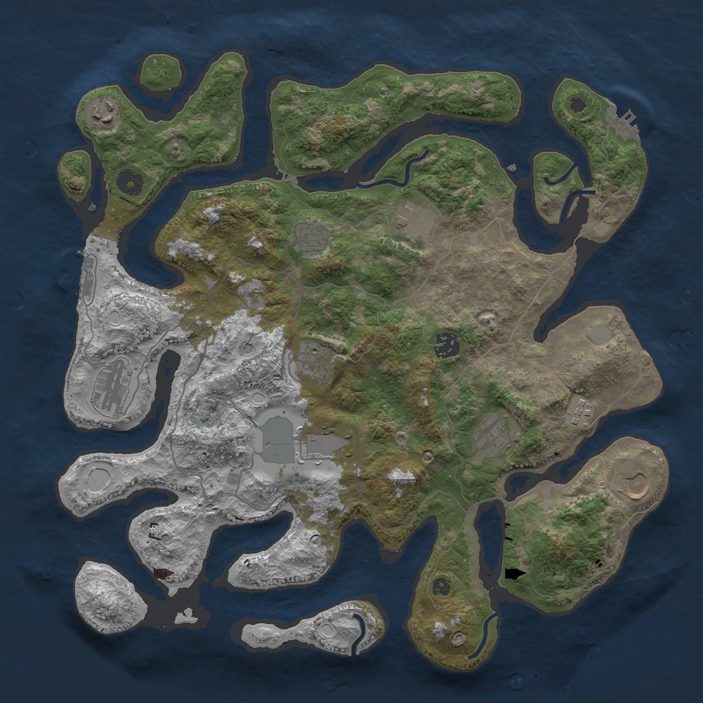 Rust Map: Procedural Map, Size: 4000, Seed: 321702, 18 Monuments