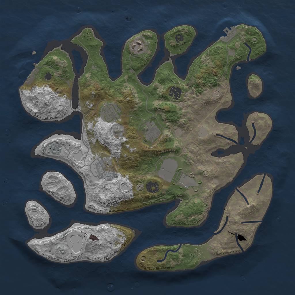 Rust Map: Procedural Map, Size: 3500, Seed: 183343816, 15 Monuments