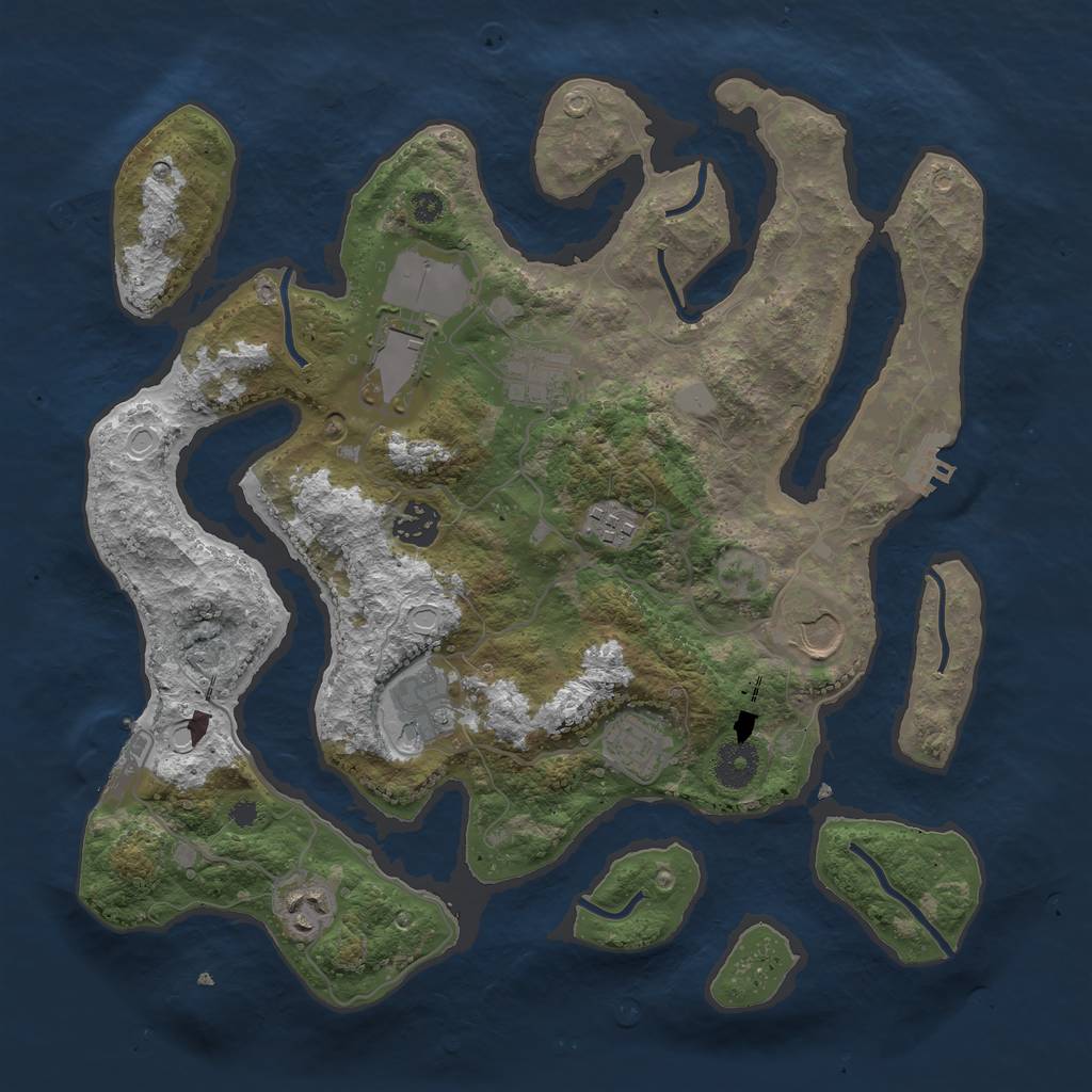 Rust Map: Procedural Map, Size: 3550, Seed: 579639, 15 Monuments