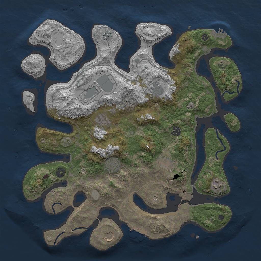 Rust Map: Procedural Map, Size: 4000, Seed: 736757, 17 Monuments